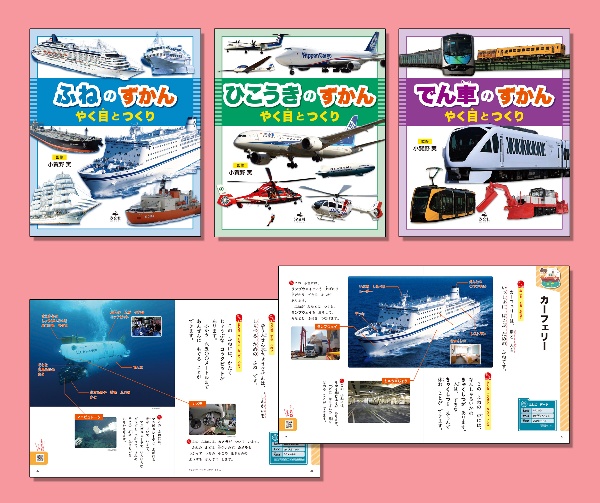 やく目とつくりがわかるのりものずかん(3冊セット) 図書館用堅牢製本